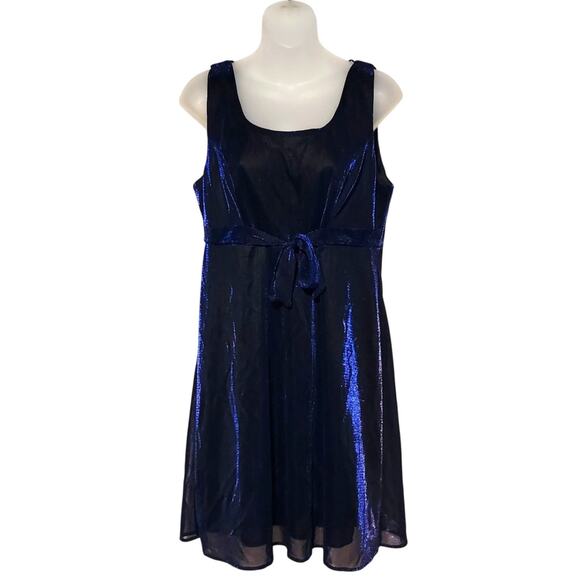 Vintage 90's Y2K ALL THAT JAZZ Blue Mylar Metallic Shimmer Party Dress 11/12 - Picture 1 of 5